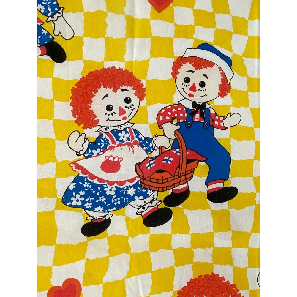 Vintage Raggedy Ann Andy Flat Sheet The Bobbs Merrill‎ Co JC Penney 1970's